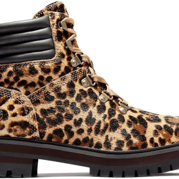 Timberland London Square Women's 6-inch Leopard Lace up Leather Boots - Picture 3 of 6